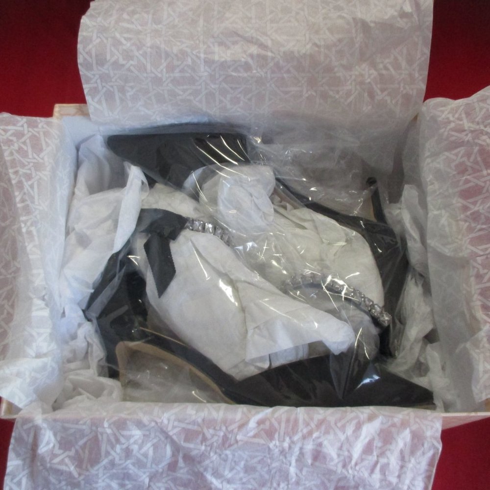 JEWEL BADGLEY MISCHKA Jaycee Evening Pump - US Size 7 1/2 - Black Satin - #822 - Picture 12 of 15